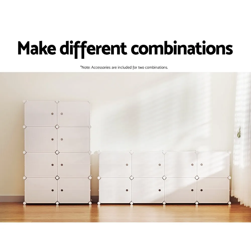 8 Cube Eco-Friendly Shoe Cabinet, White Storage Organiser - Artiss