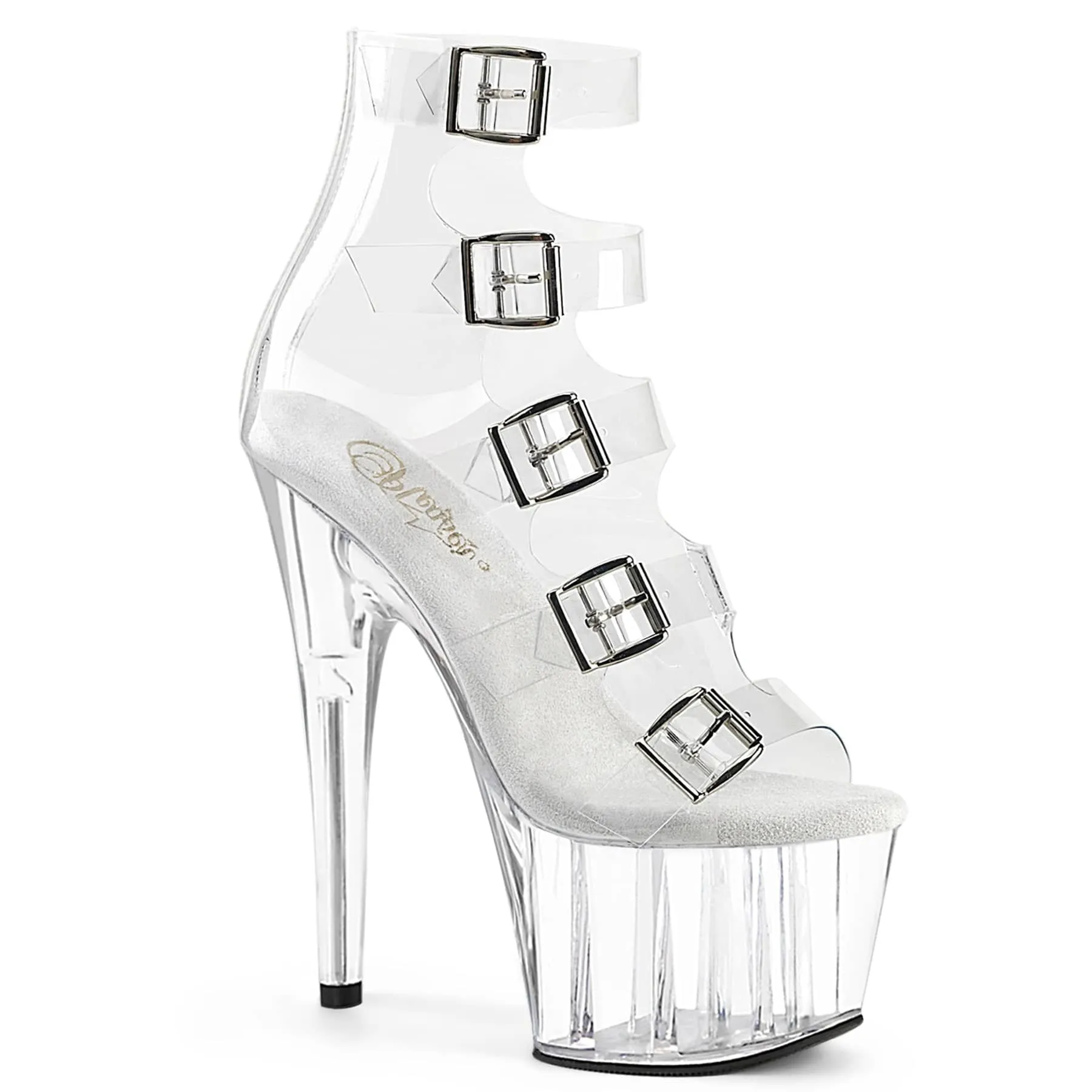 ADORE-700-33C Clear Calf High Peep Toe Boots