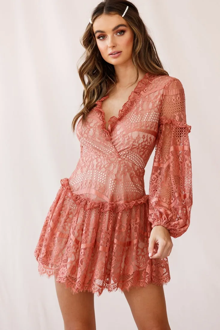 Albany Open Back Frill Dress Rose