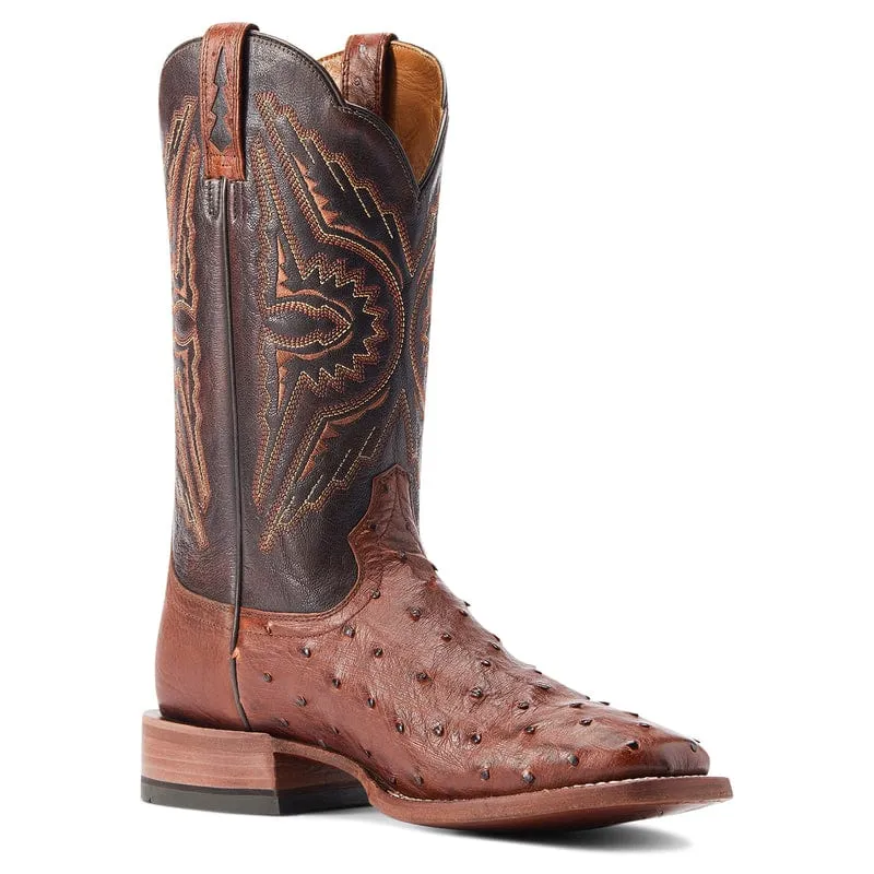 Ariat Men's Broncy Cinnamon Full Quill Ostrich Square Toe Western Boots 10044576