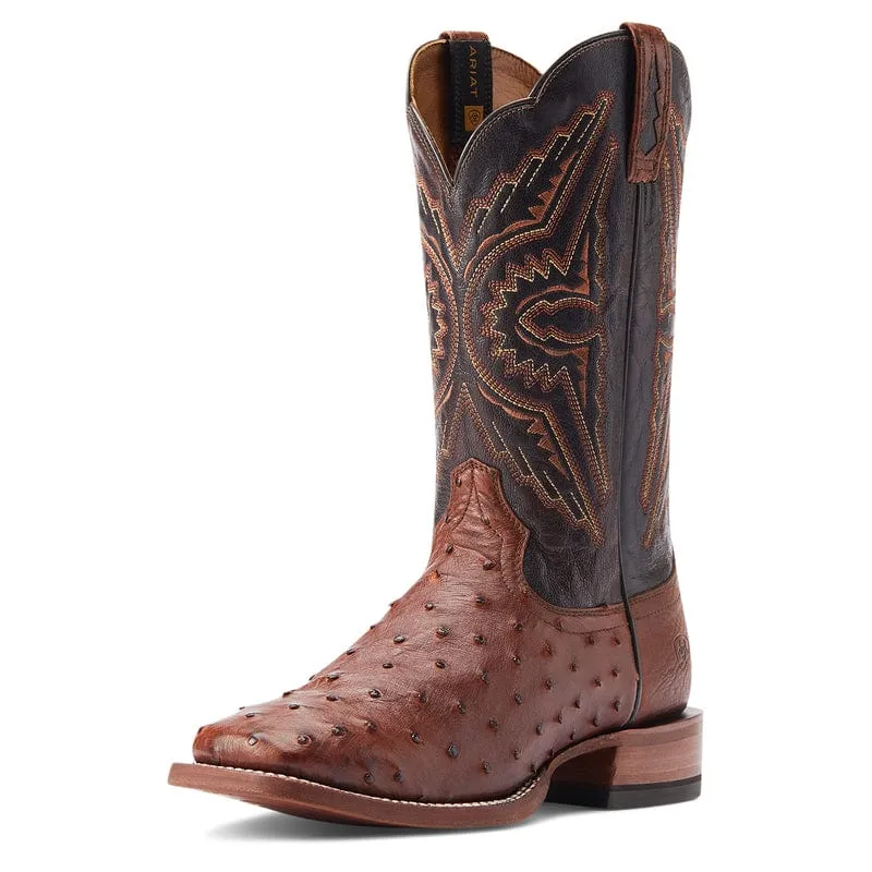 Ariat Men's Broncy Cinnamon Full Quill Ostrich Square Toe Western Boots 10044576