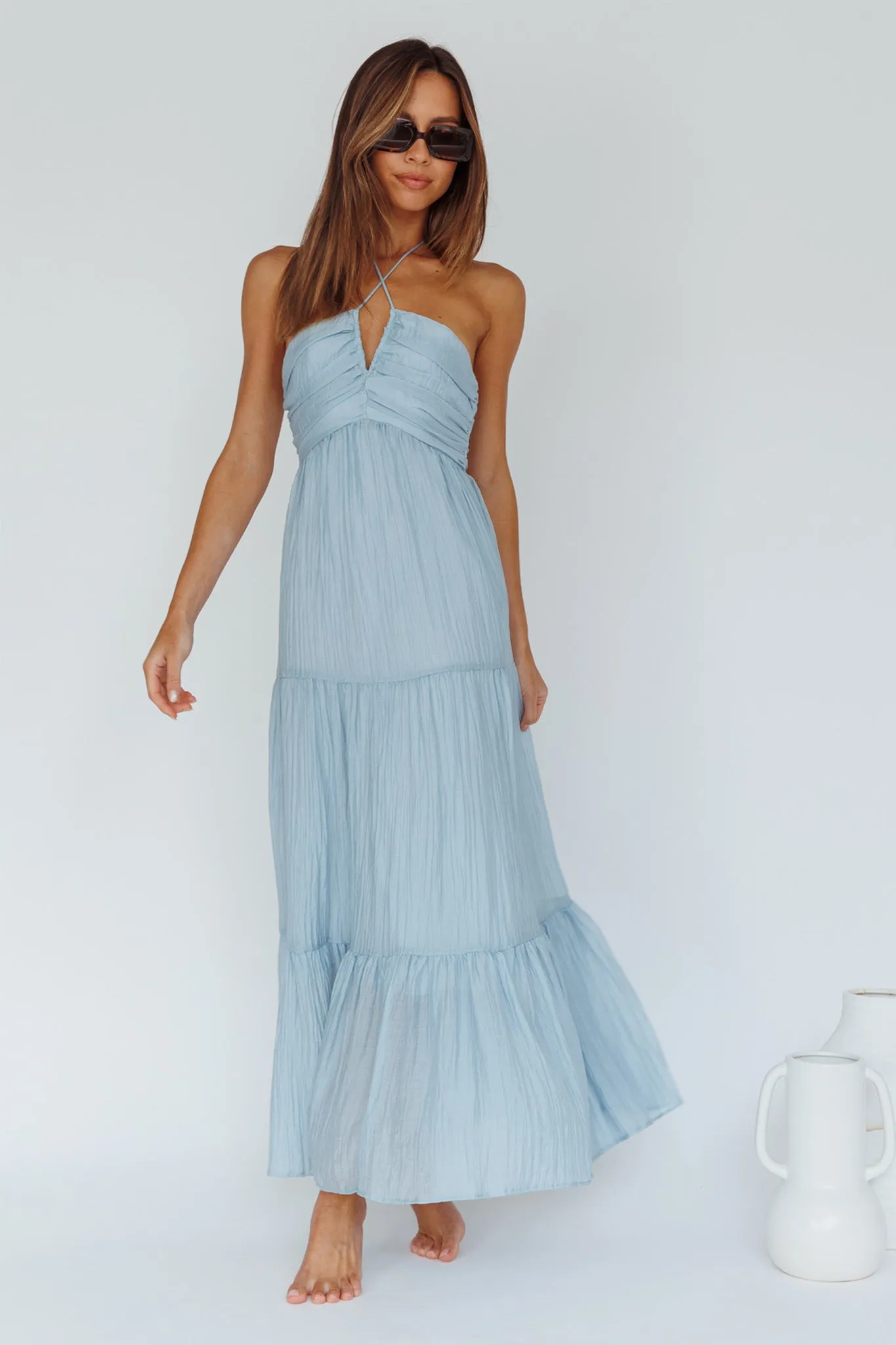 Asiah Halterneck Maxi Dress Ice Blue