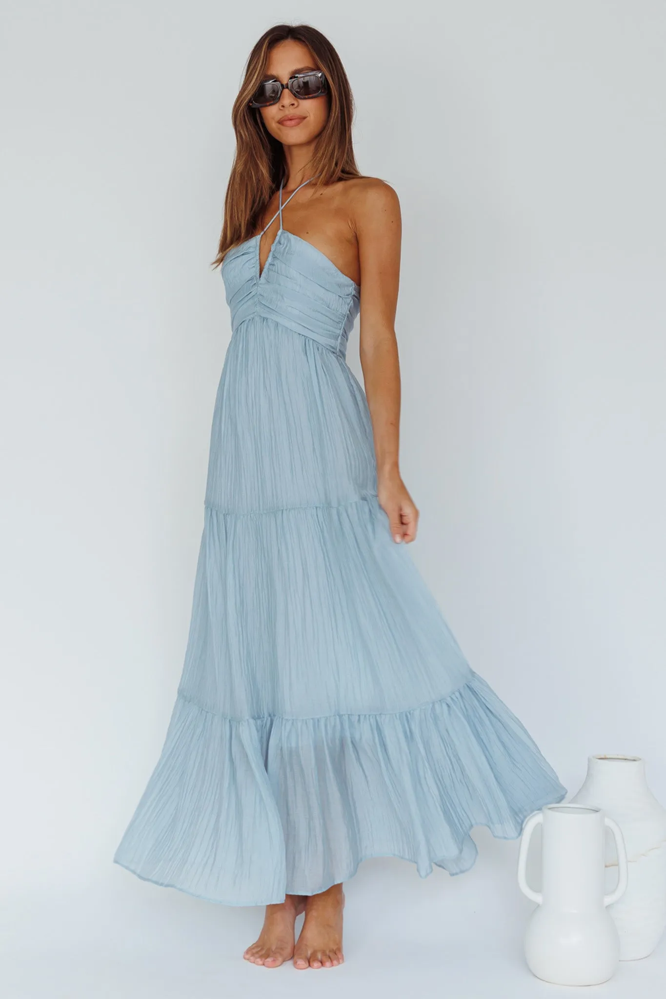 Asiah Halterneck Maxi Dress Ice Blue