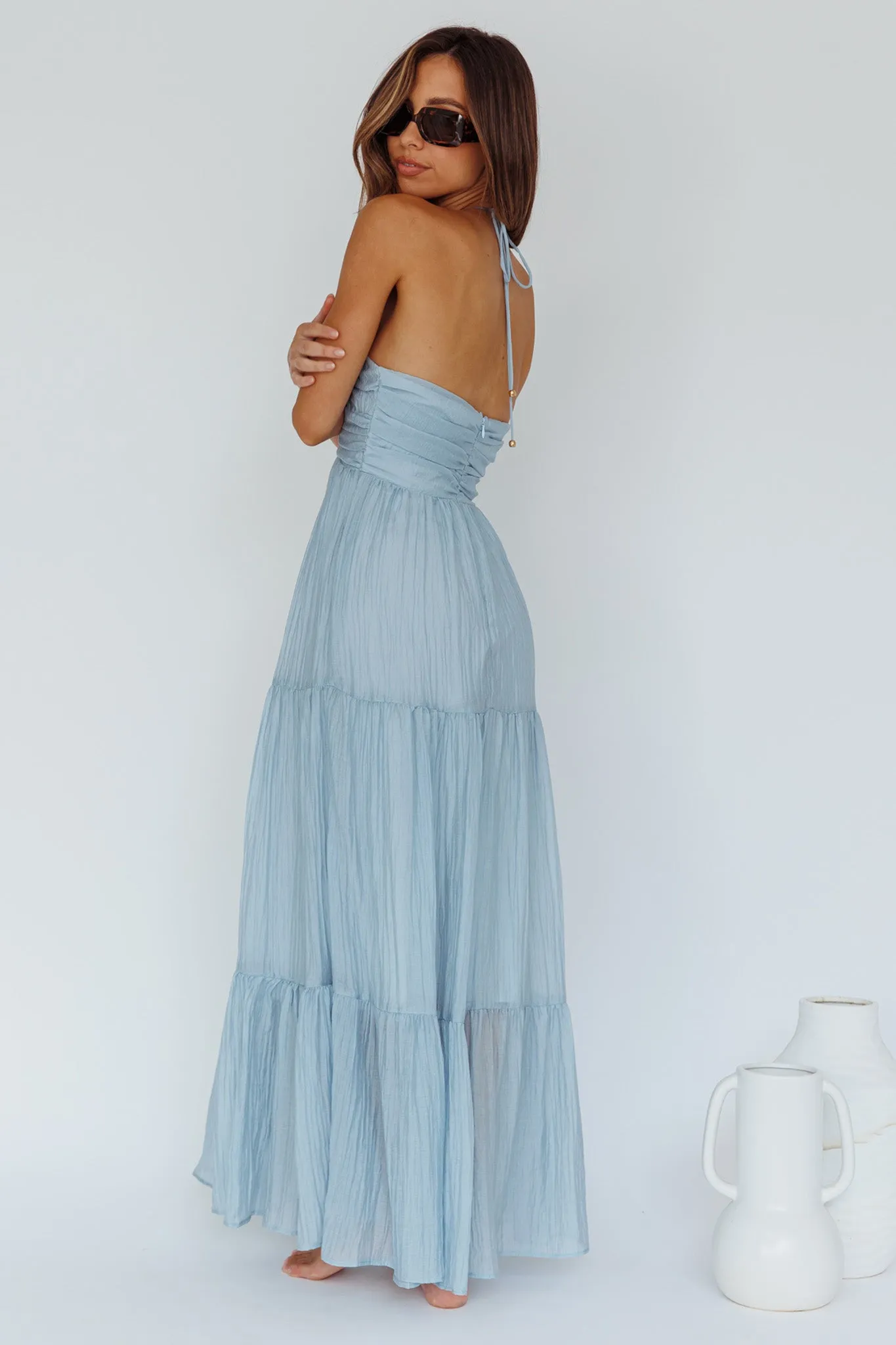 Asiah Halterneck Maxi Dress Ice Blue