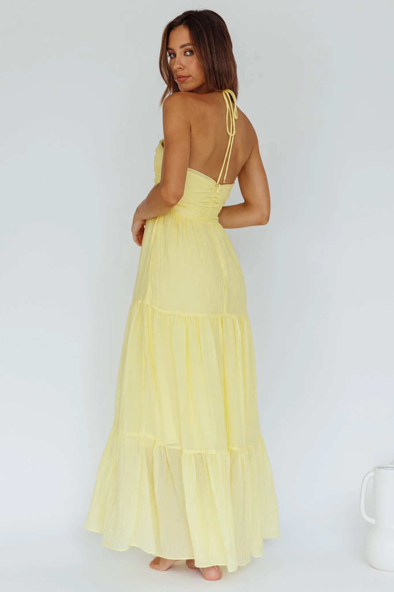 Asiah Halterneck Maxi Dress Lemon