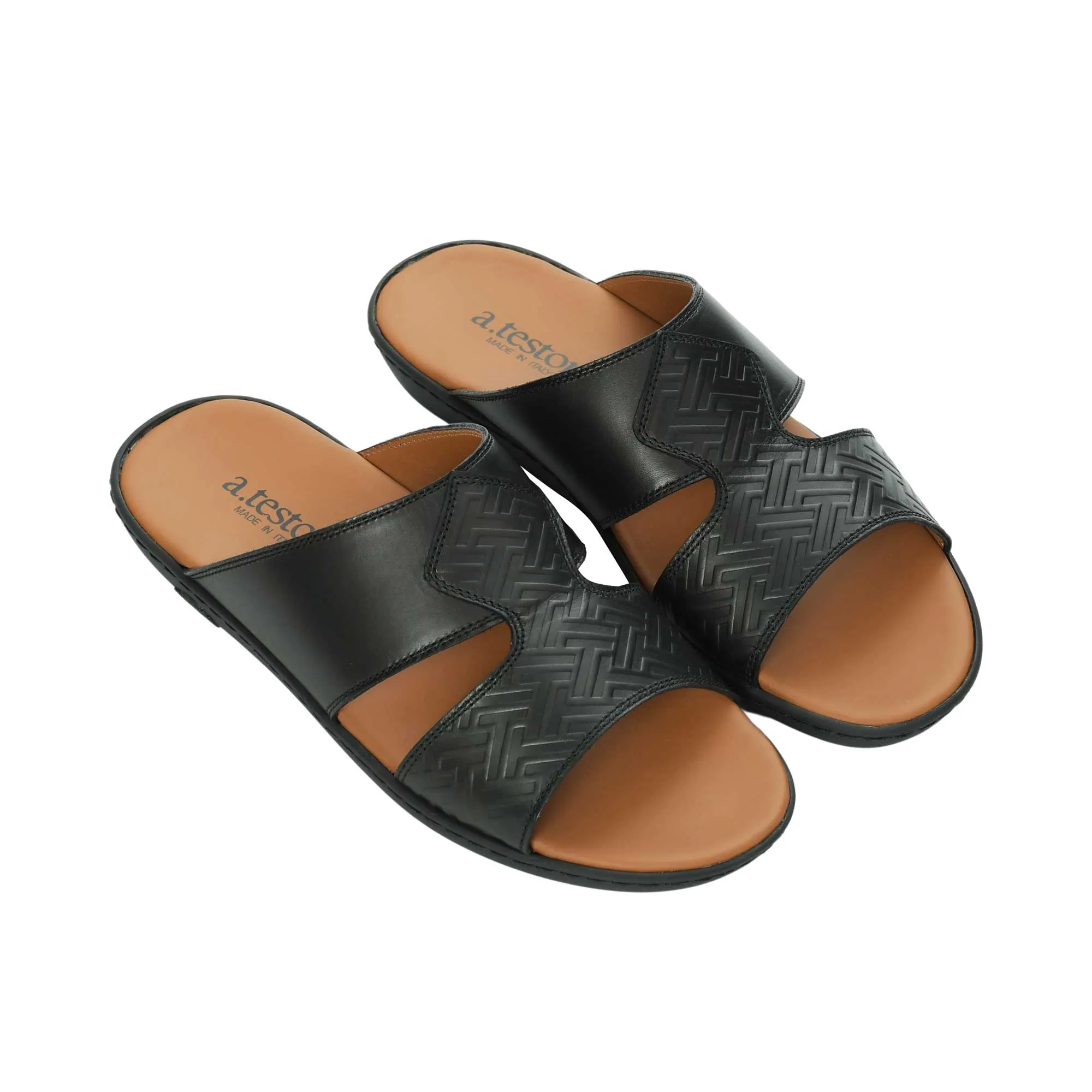 A.Testoni Men's Calf Black Sandal