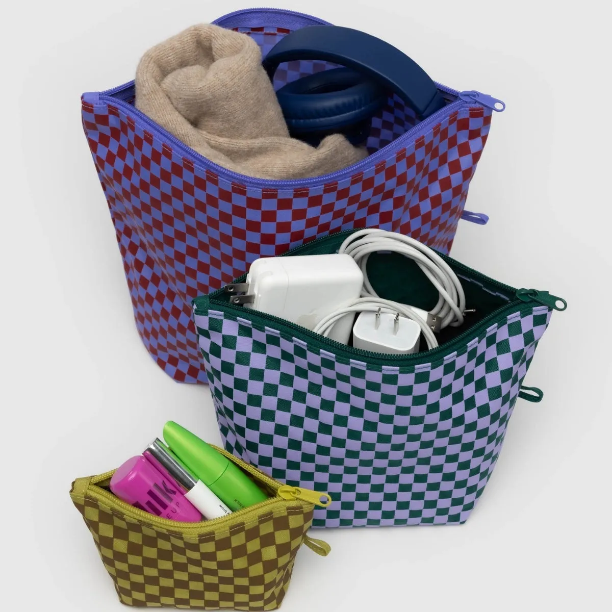 Baggu Go Pouch Set in Jewel Checks