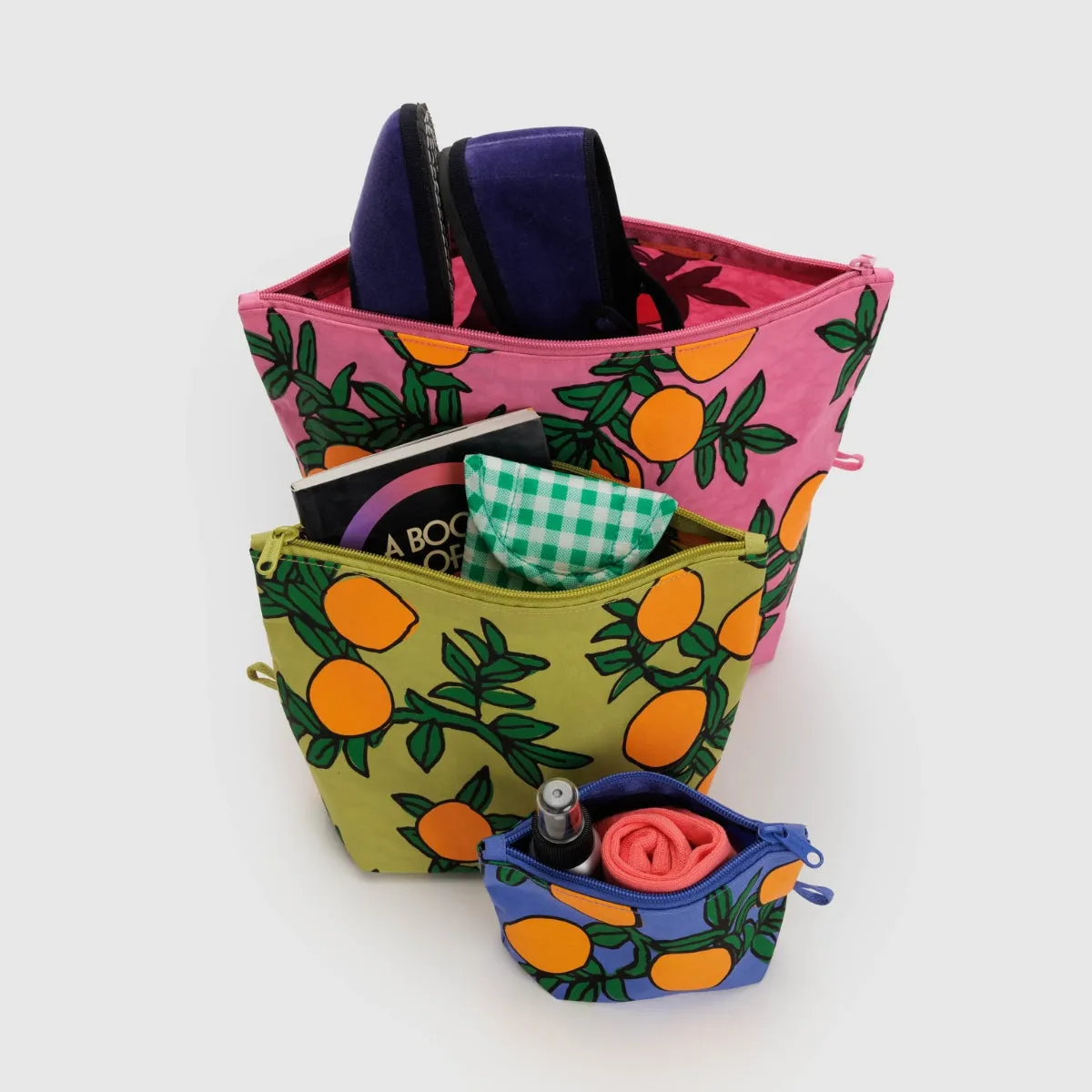 Baggu Go Pouch Set in Orange Trees