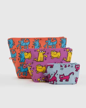 Baggu Go Pouch Set Keith Haring Pets