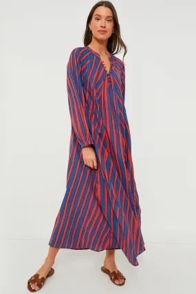 Batik Stripe Blood Orange Fiore Maxi Dress