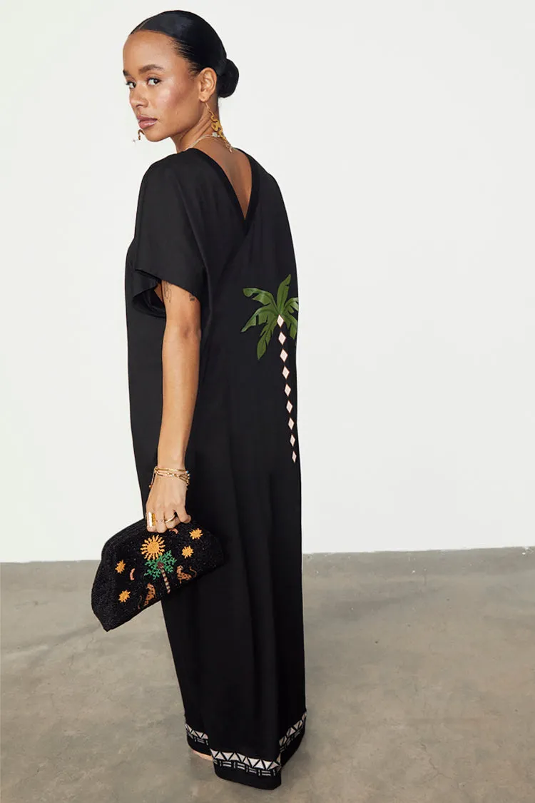 Black Sunshine Palm T-Shirt Dress