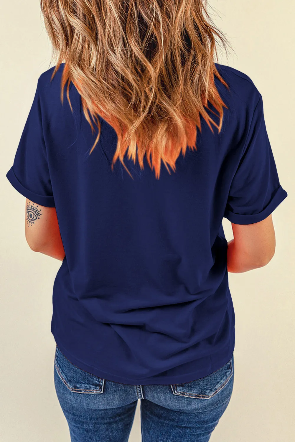 Blue Bow-Knot Print American Pride Graphic Tee