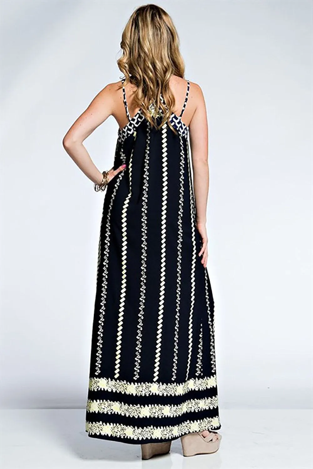 Bold Navy Nautical Inspired Double Strap Maxi Dress U.S.A