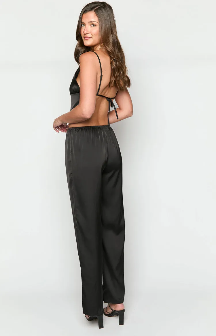 Bridget Black Satin Pants