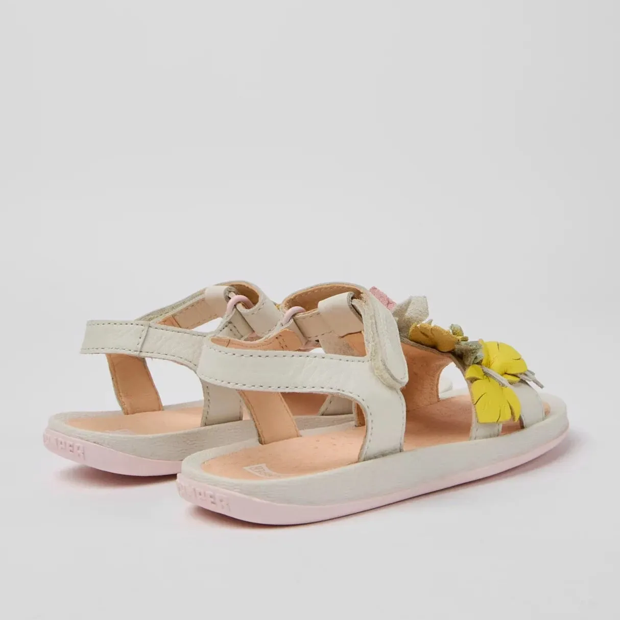 Camper Kids Girl TWINS White Leather Sandals