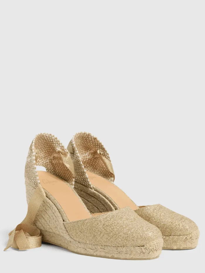 Castaner CARINA/8 Wedge Espadrilles In Light Gold 021767 3004