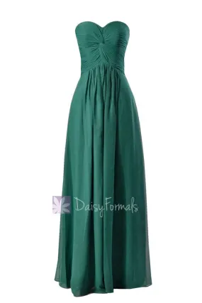 Charming Long Rich Peacock Bridesmaid Dress Strapless Luxury Chiffon Dress(BM7915)