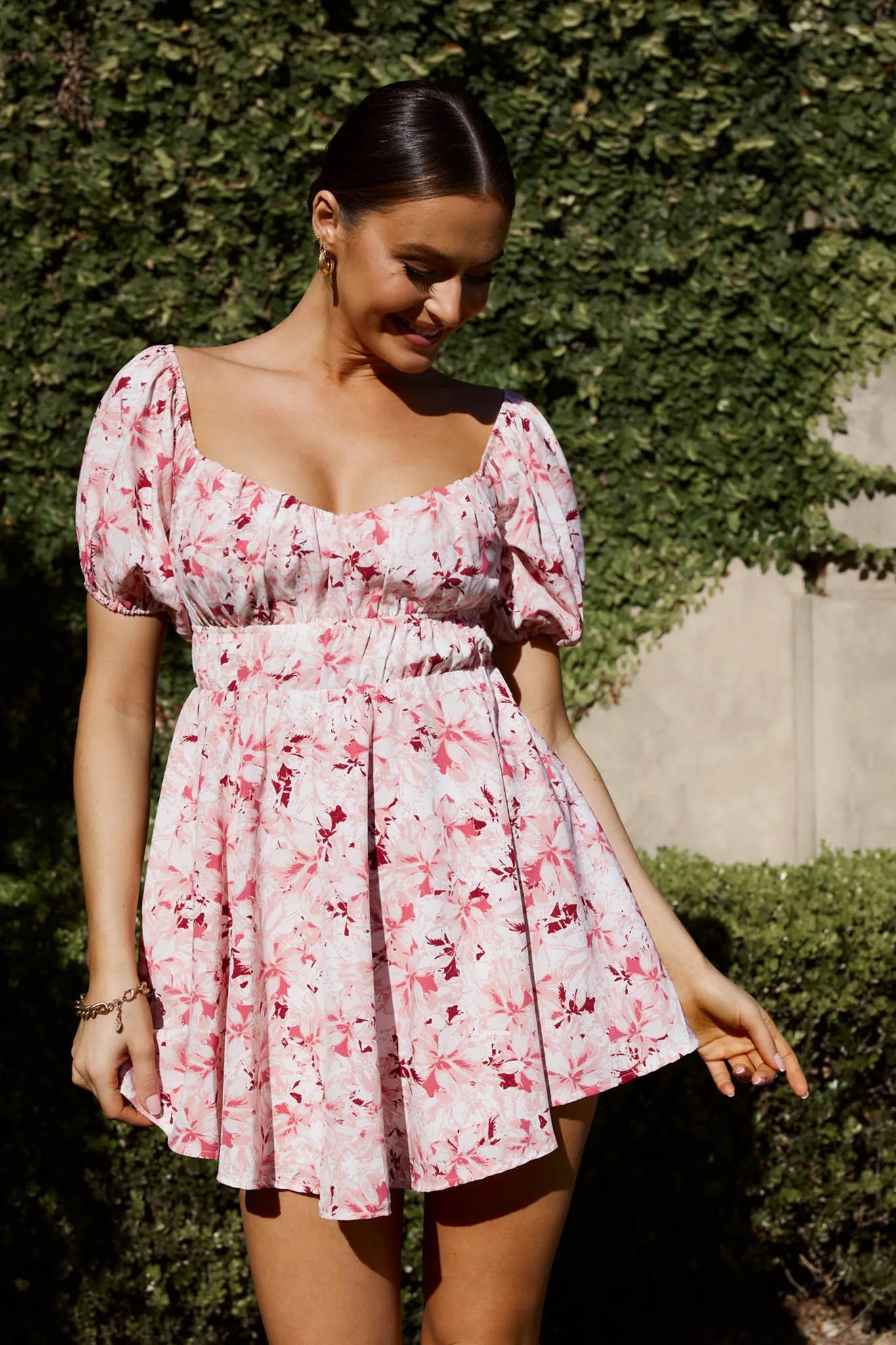 Chasing Sunsets Off-Shoulder Mini Dress Floral Pink