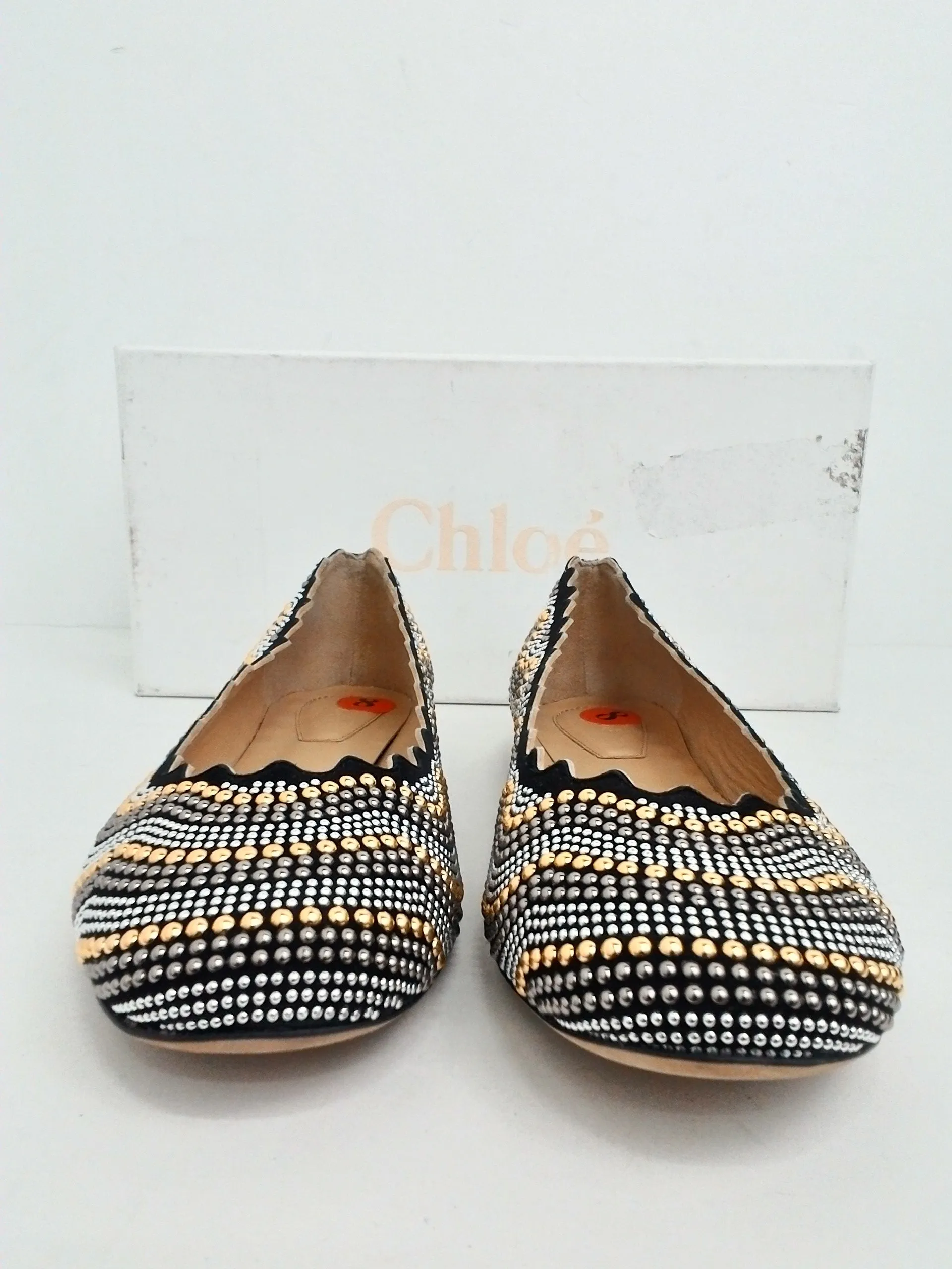 Chloé Women's Ballerines Predosa Black/Silver/Gold Flats Size 38