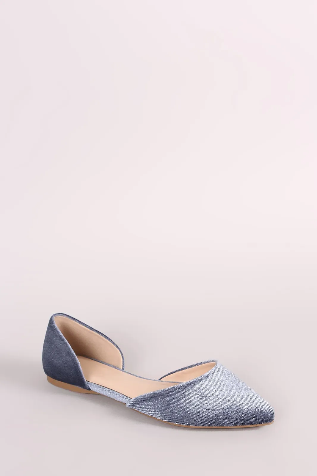 City Classified Velvet Pointy Toe Dorsay Flat