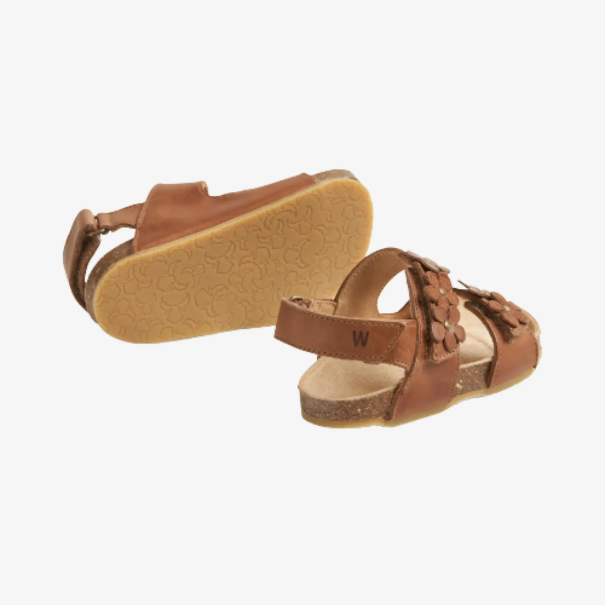 Clare Flower Sandal - cognac