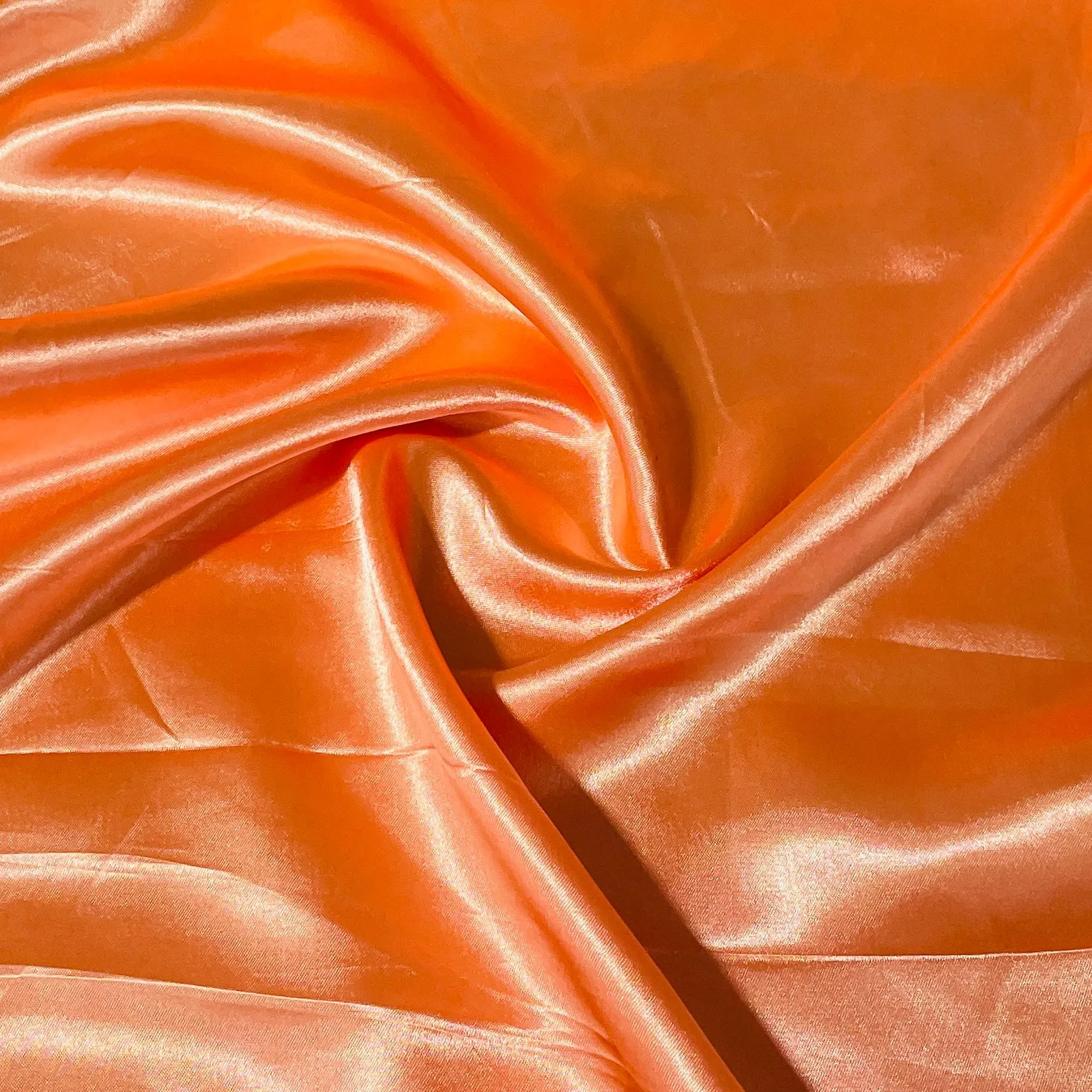 Coral Pink Solid Satin Fabric