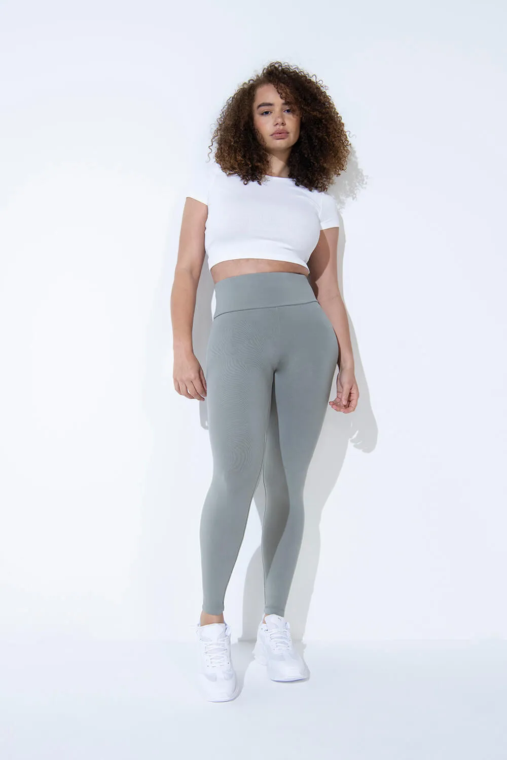 Curve Lightweight Everyday High Waisted Leggings - Sage