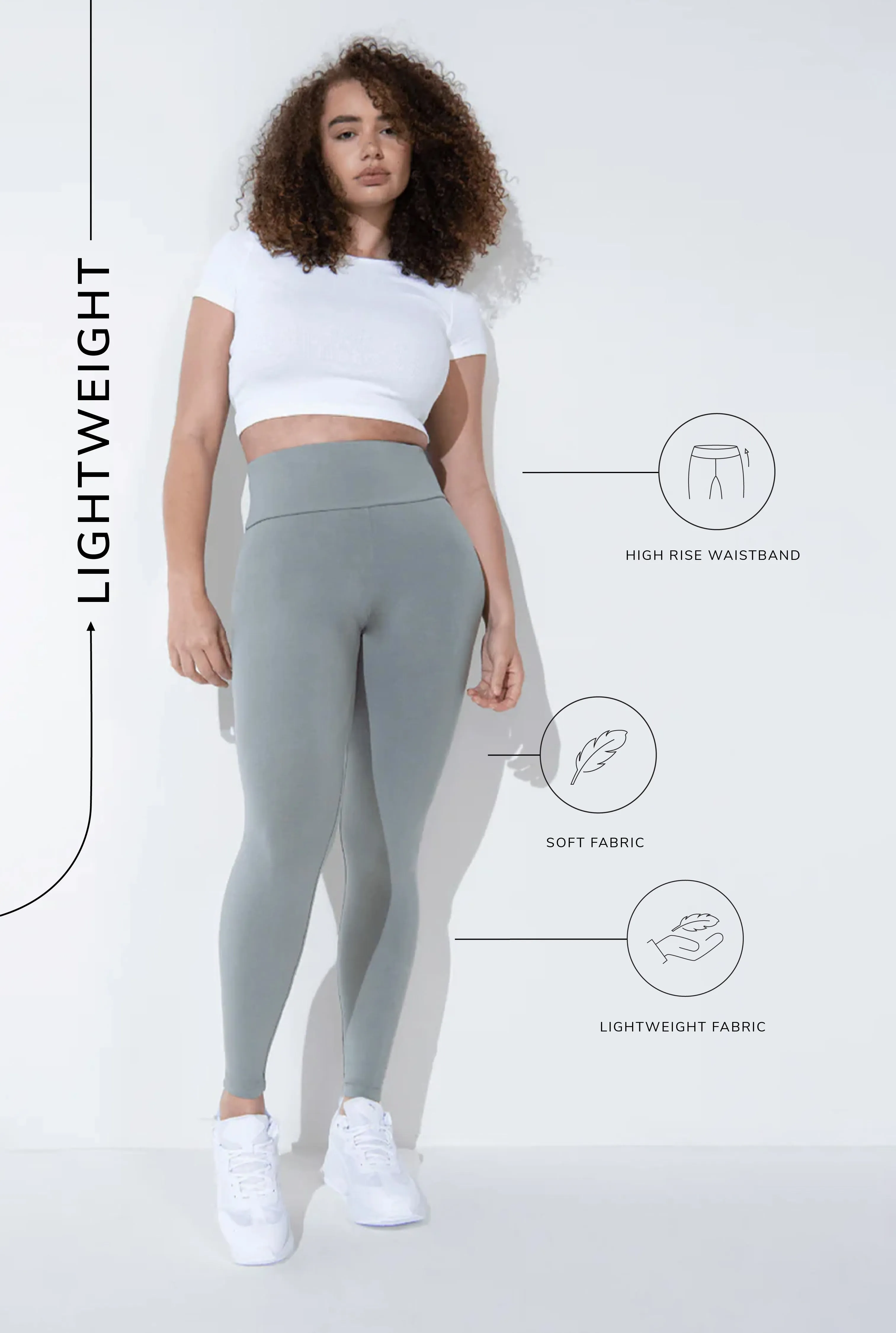 Curve Lightweight Everyday High Waisted Leggings - Sage