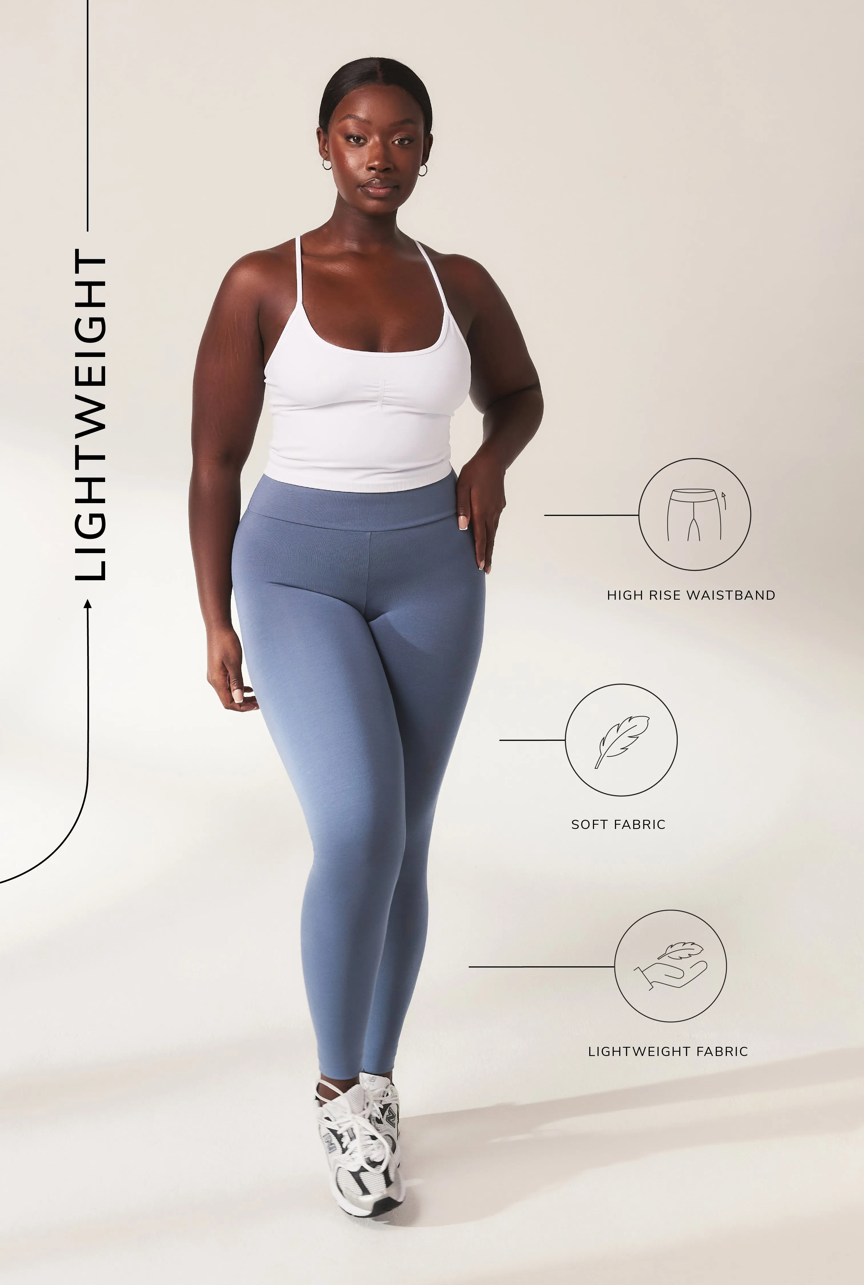 Curve Lightweight Everyday High Waisted Leggings - Steel Blue