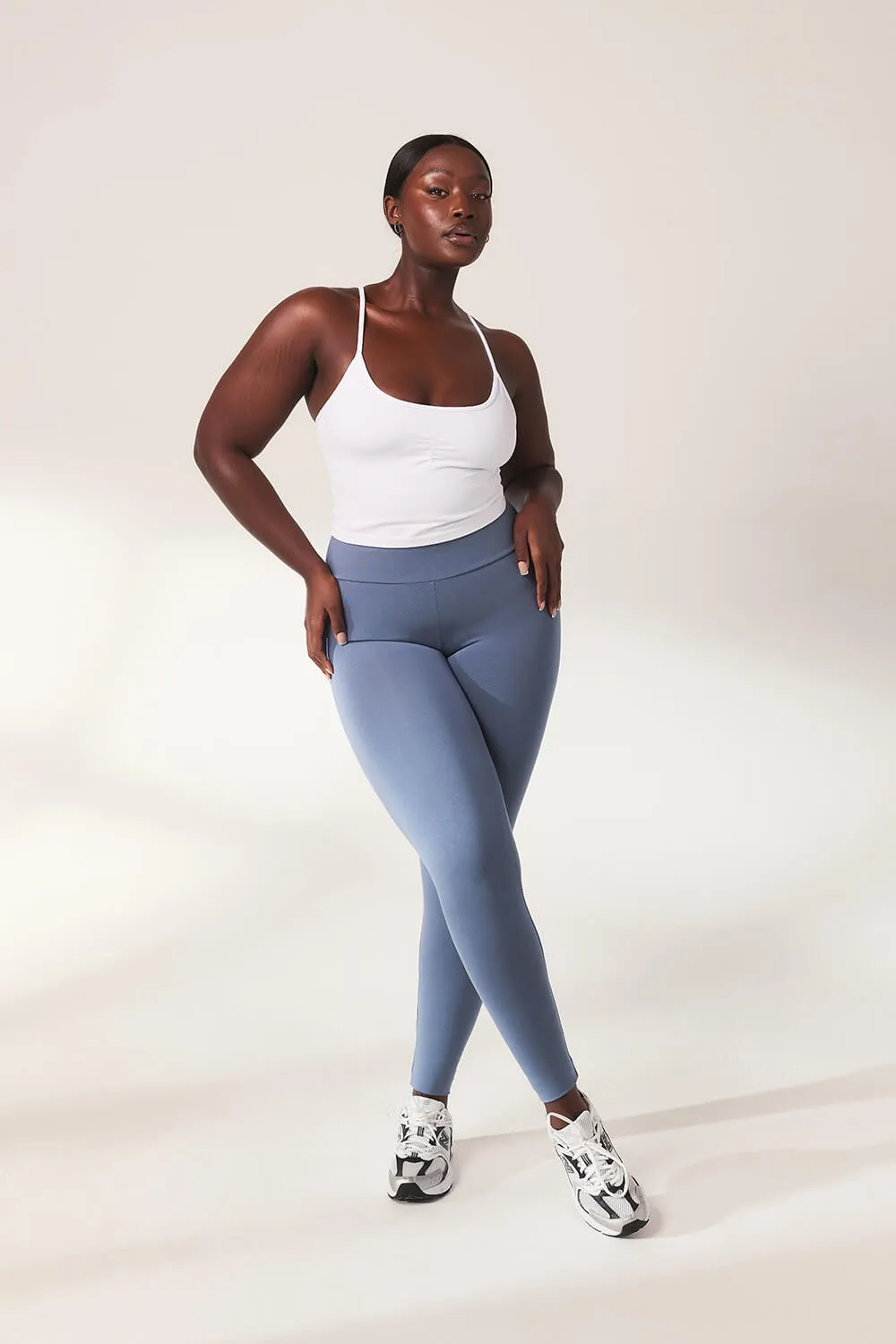 Curve Lightweight Everyday High Waisted Leggings - Steel Blue