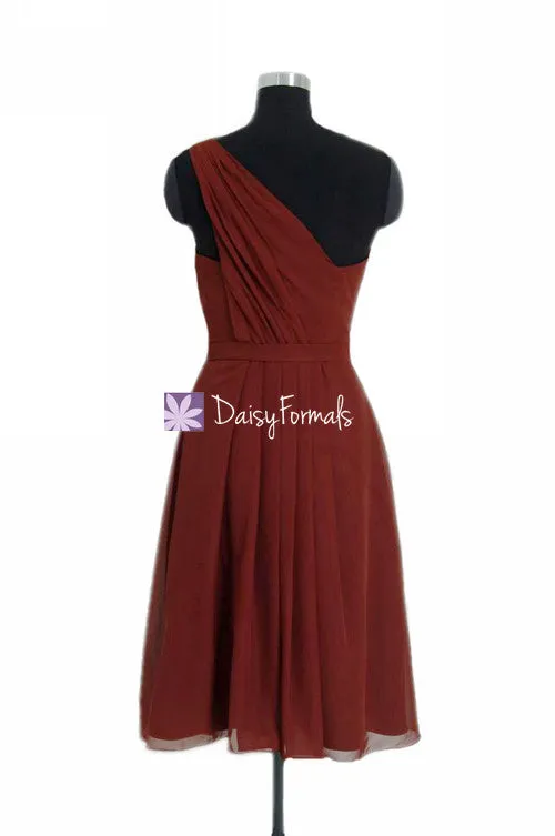 Dark Currant One Shoulder Formal Bridesmaid Dress Mulberry Party Dress (BM11143)