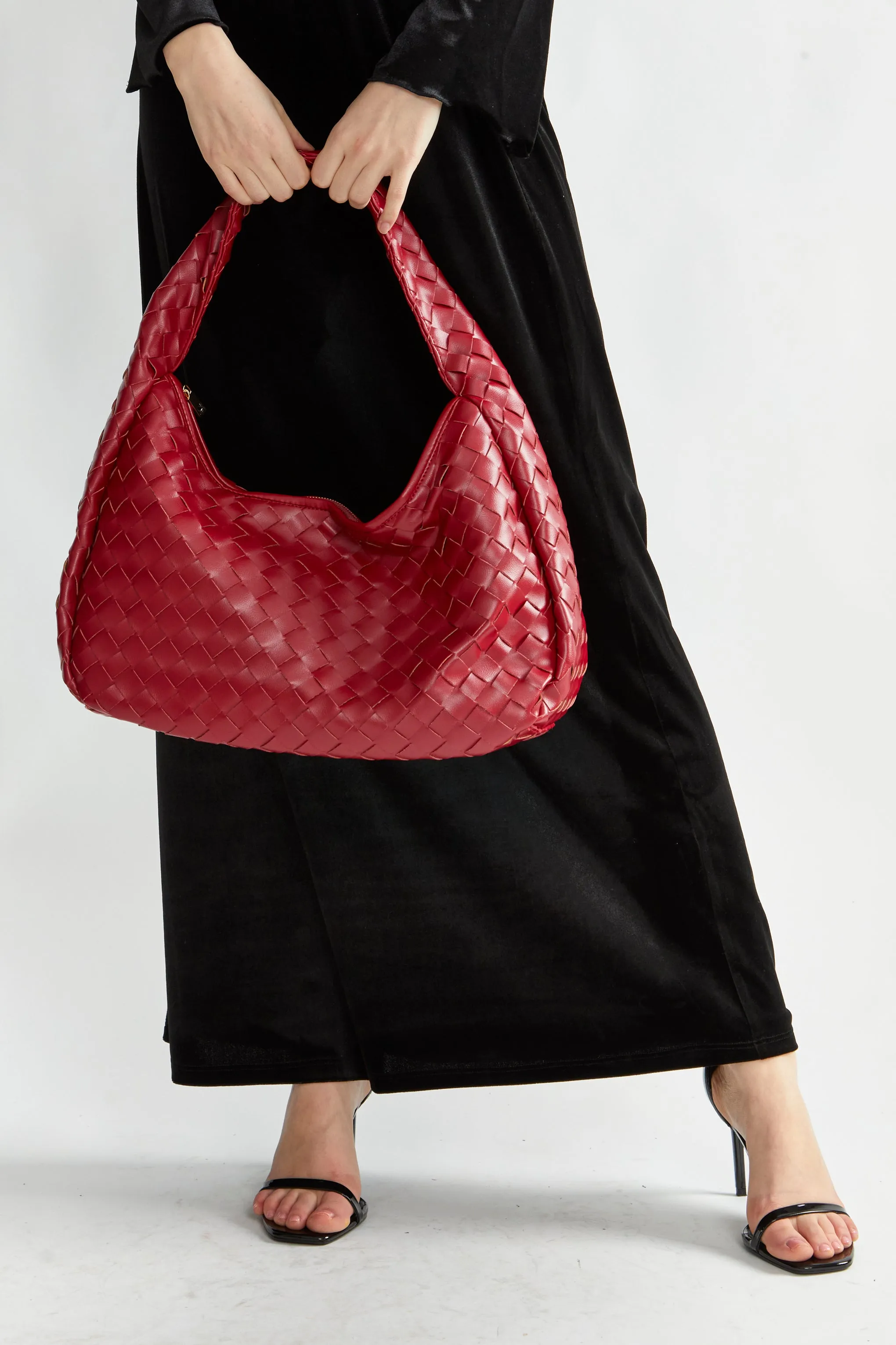 Dark Red Woven Shoulder-Bag