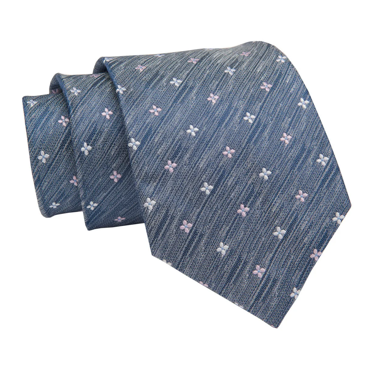 Dartmouth Abstract Silk Tie, Bluish Grey / Lilac / Silver