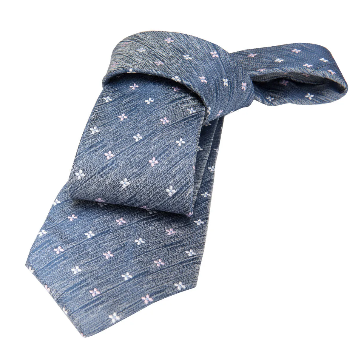 Dartmouth Abstract Silk Tie, Bluish Grey / Lilac / Silver