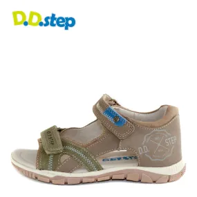 D.D. Step big kid double strap boy sandals light brown and khaki size US 13-4