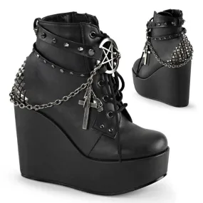 Demonia Poison 101 Vegan Leather Wedge Ankle Boot