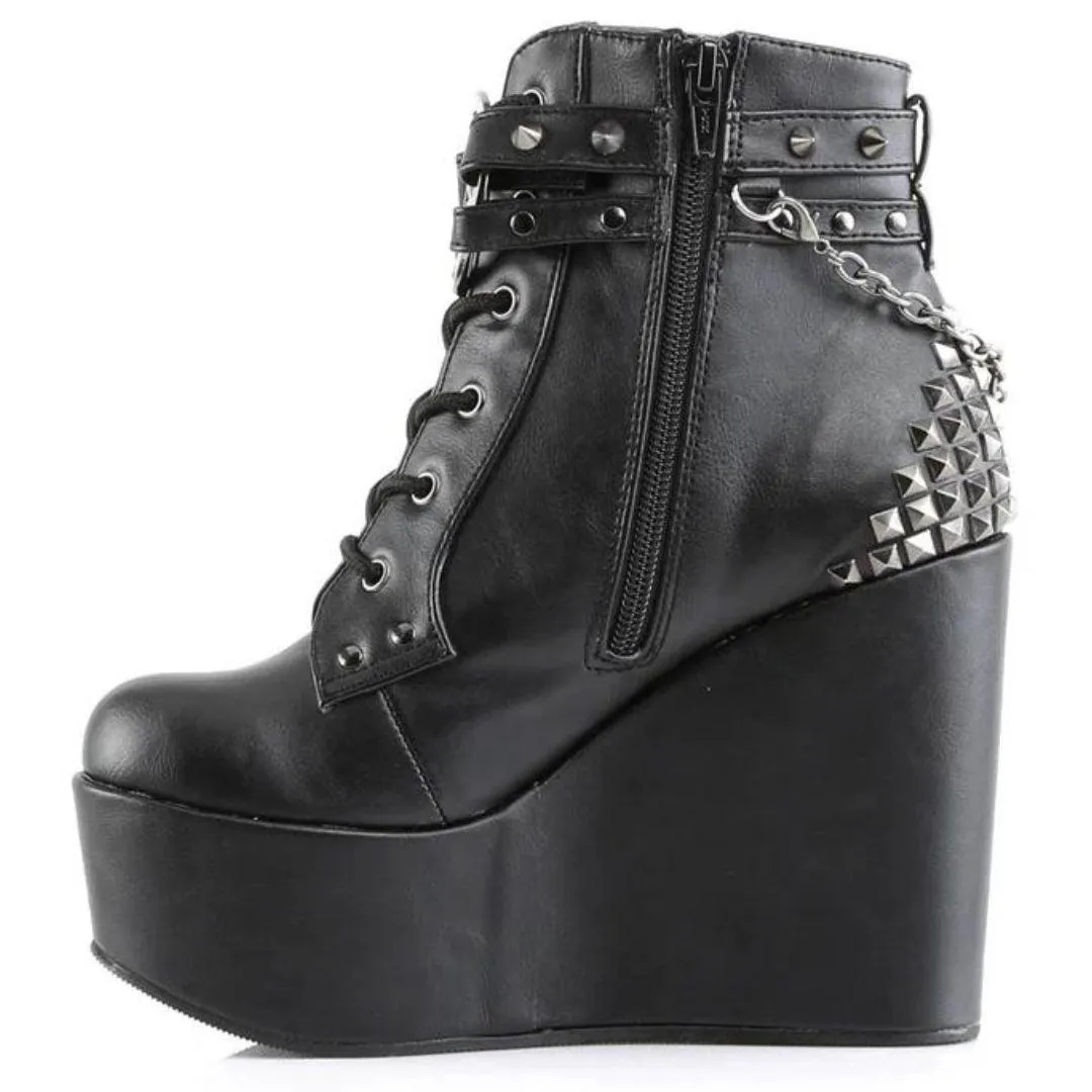 Demonia Poison 101 Vegan Leather Wedge Ankle Boot