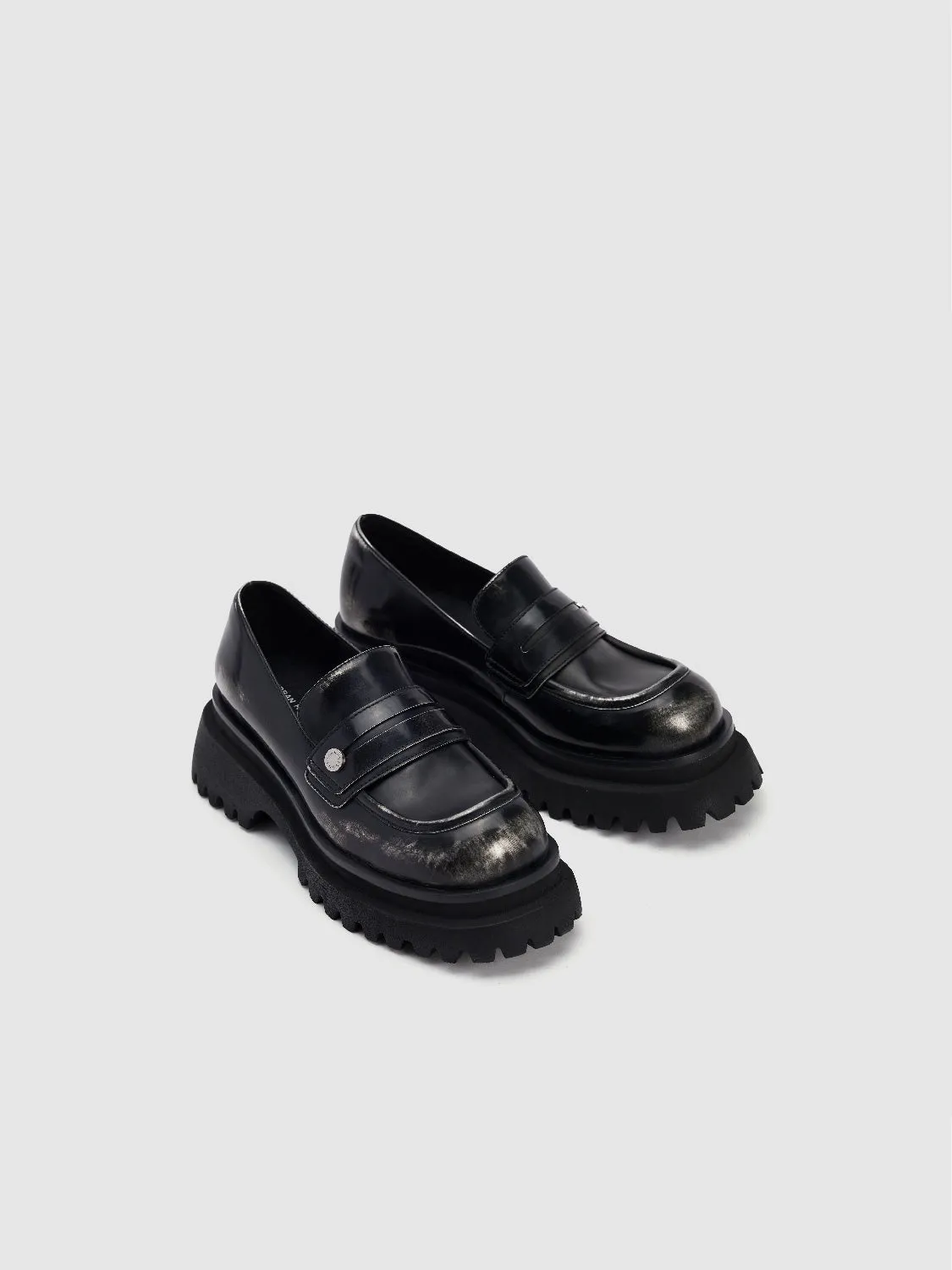 Distressed Vegan Leather Loafers