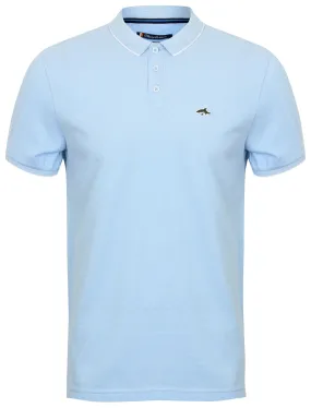 Duthie Birdseye Pique Polo Shirt in Light Blue / White - Le Shark