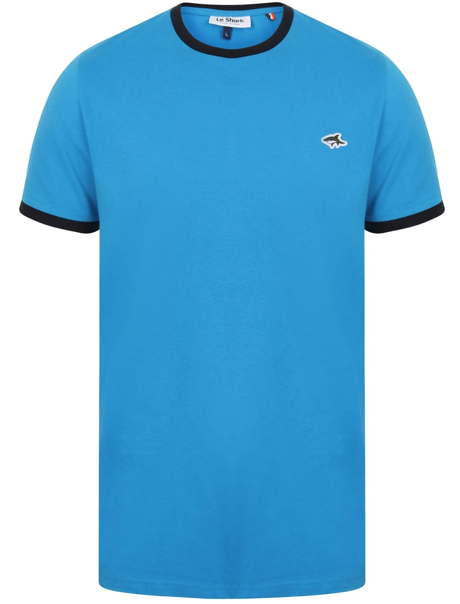 Earl Cotton Jersey Crew Neck Ringer T-Shirt In Blue Aster - Le Shark