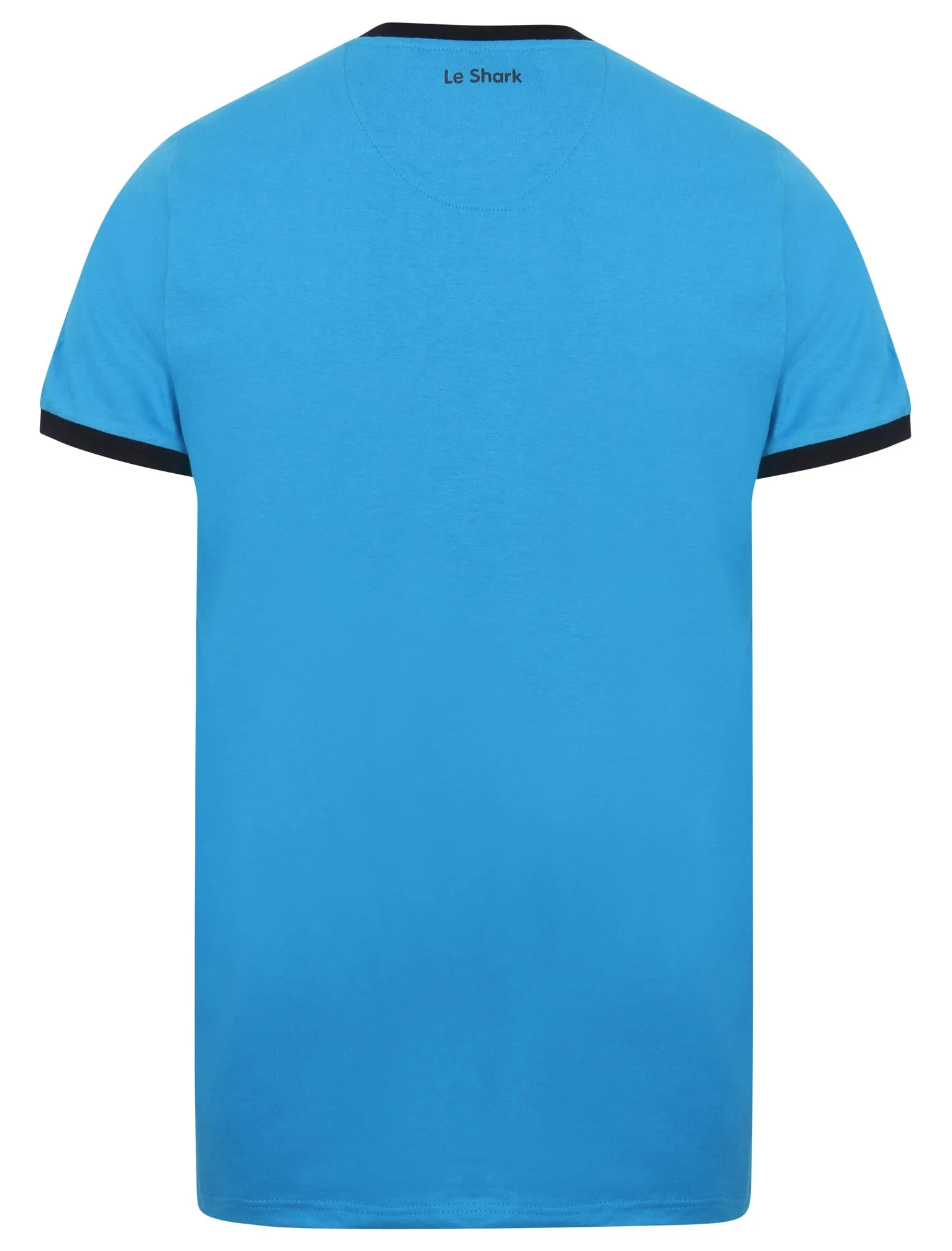 Earl Cotton Jersey Crew Neck Ringer T-Shirt In Blue Aster - Le Shark