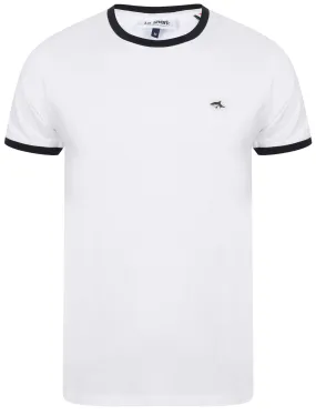 Earl Cotton Jersey Crew Neck Ringer T-Shirt In Bright White - Le Shark