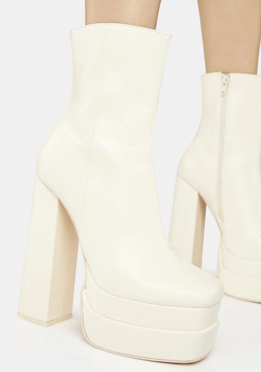 Ecru Supine Platform Ankle Boots