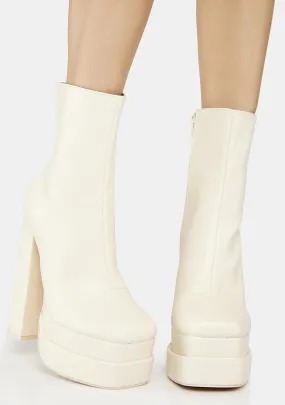 Ecru Supine Platform Ankle Boots