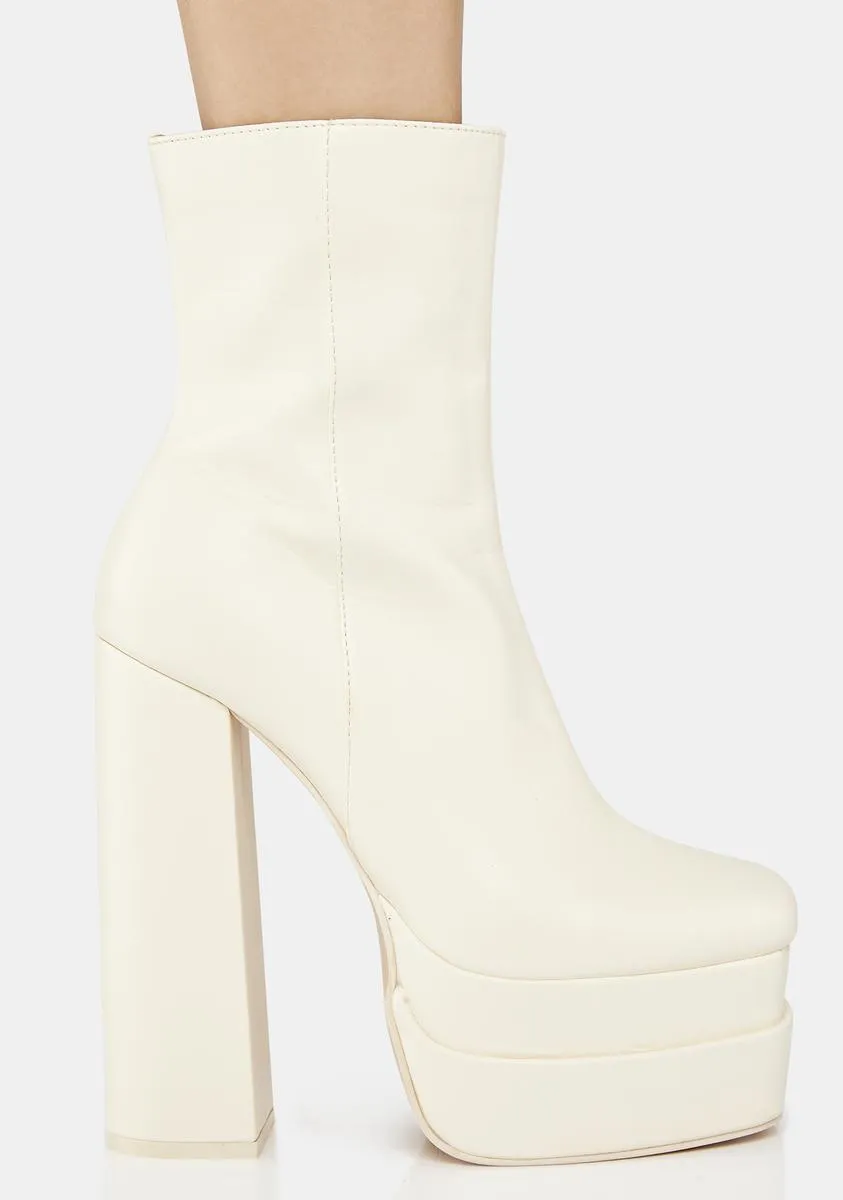 Ecru Supine Platform Ankle Boots