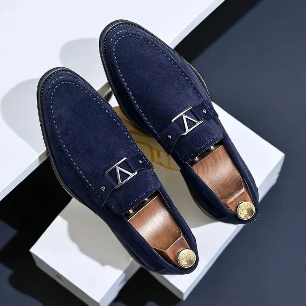 Elegant Slip-on Loafers: Choose from Obsidian Black or Deep Blue, Enjoy the Ease of Breathable Handmade Solid Shoes