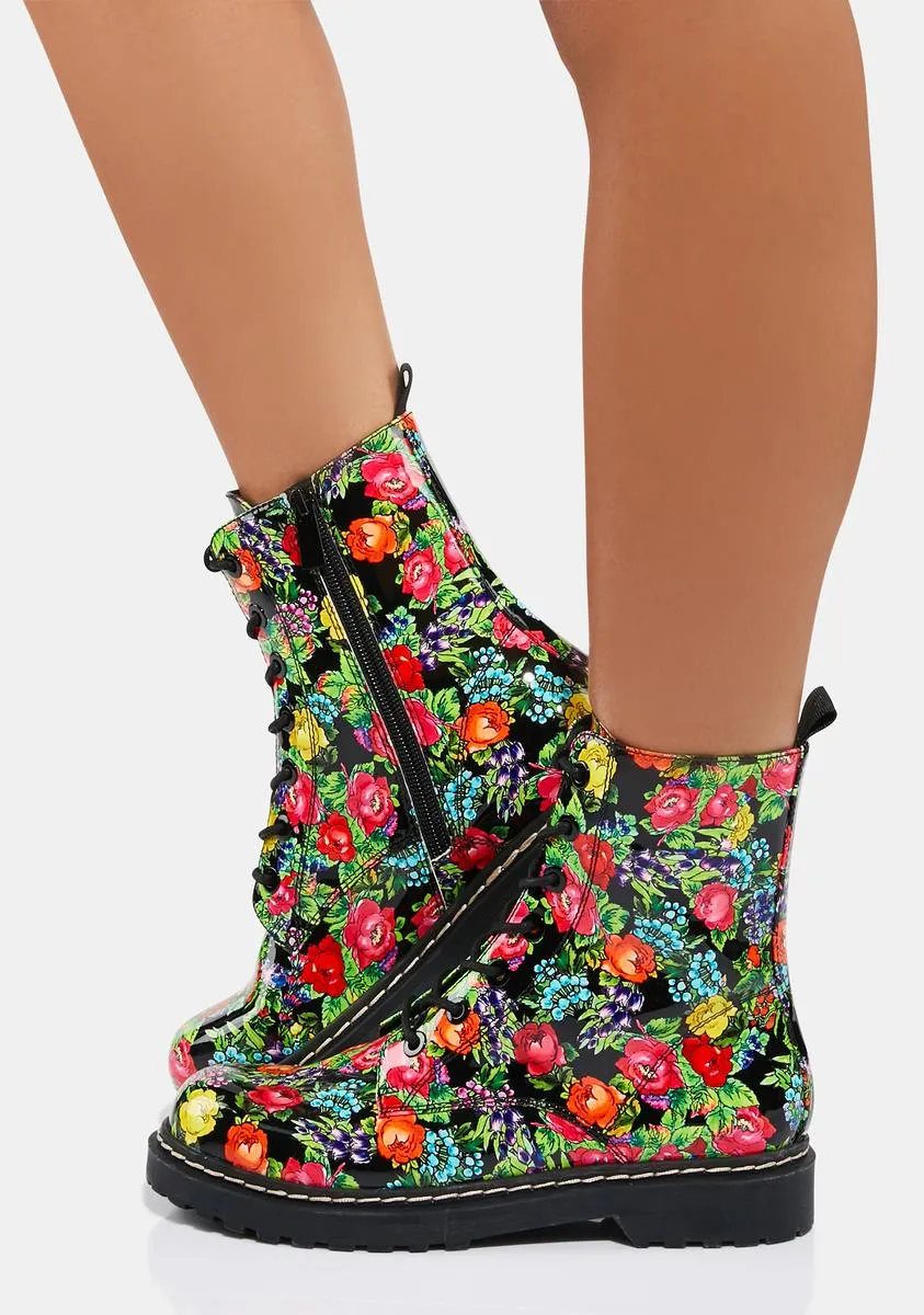 Elite Floral Combat Boots