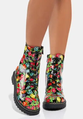 Elite Floral Combat Boots