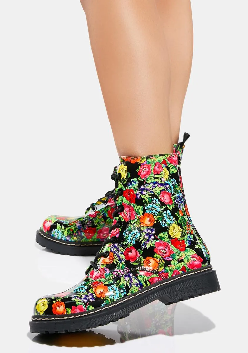 Elite Floral Combat Boots