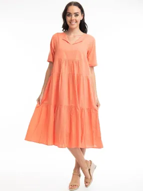 Essentials Collared Midi Dress in Coral - Last One Sz 10